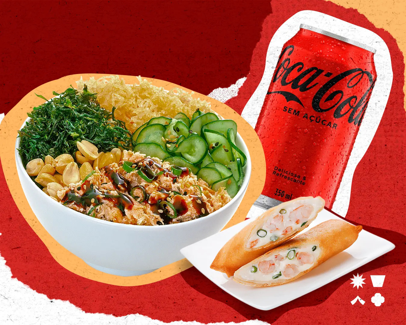 Poke Salmão + Rolinho + Coca